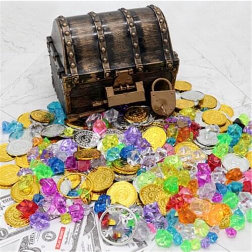 C5AA Pirate Treasure Chest Pirate Box With 2 Locks Party Favors Kids Toy Boy Gift