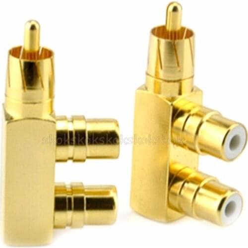 1PC Gold Plated Copper 1 RCA Male to 2 RCA Female AV Audio Video Adapter Plug Splitter Converter Connector My11 09 Dropship