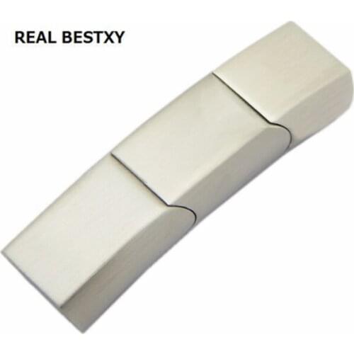 REAL BESTXY 10pcs/lot hole size: 11.2*6.4mm Wholesale jewelry finding stainless steel magnetic leather bracelet clasp
