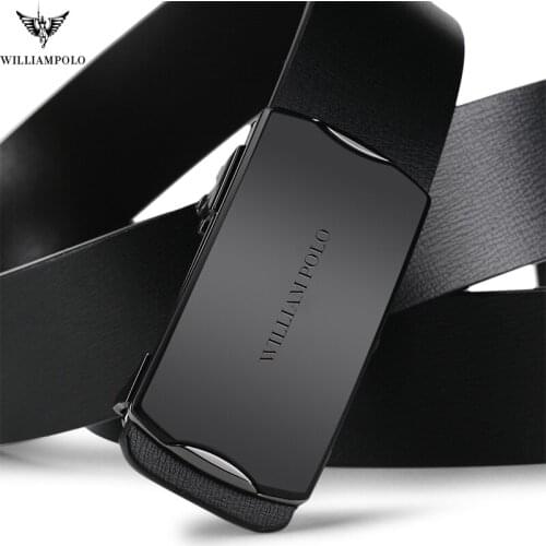 WILLIAMPOLO Hight Men Belts Luxury Automatic Bulkle Men Leather Belt Metal Buckle Jeans Pant Genuine Leather Belt Male Strap new