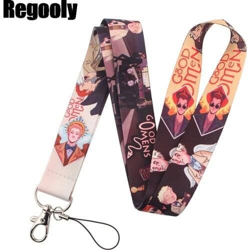 Good Omens Lanyard for Keys Phone Cool Neck Strap Lanyard for Camera Whistle ID Badge Cute webbings ribbons Gifts