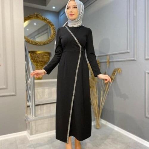 Middle East Muslim S-shaped Bronzing Cross Butterfly Festival Stitching Large Size Fashion Temperament Womens Clothing Robe