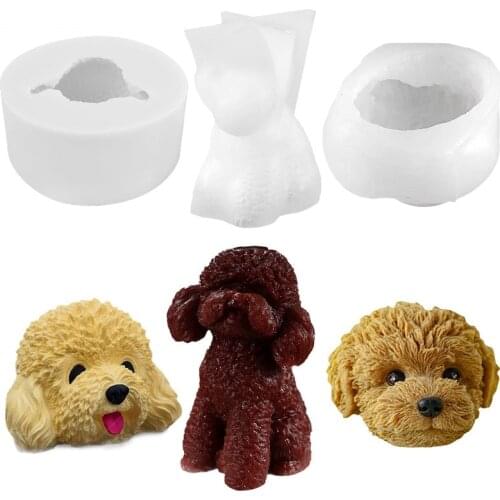 1PC Teddy Dog Head Candle Silicone Mold Animal Shape Handmade Aromatherapy Plaster Soap Silicone Mould DIY Home Decoration Tools