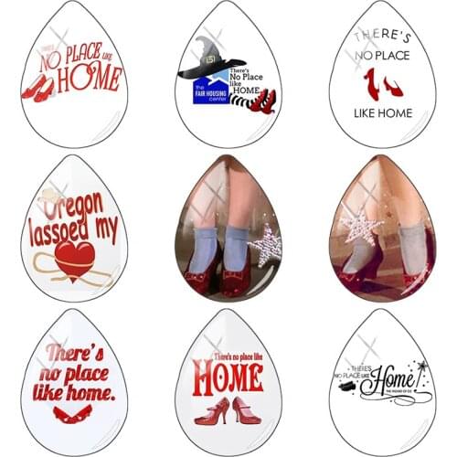 TAFREE There Is No Place Like Home Quote 18x25mm Handmade Tear Drop Shape Glass Cabochon Dome Flat Back Jewelry Making TE01