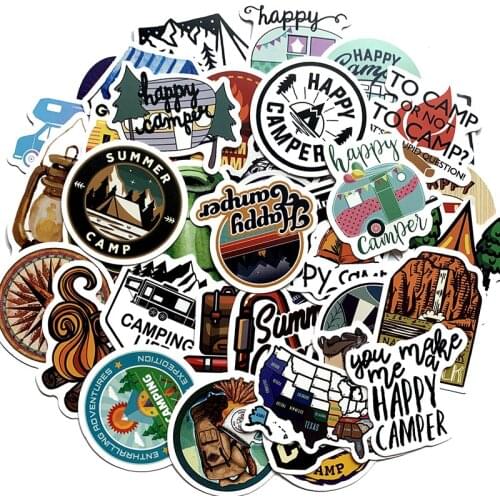 TD ZW 50Pcs Outdoor Camping Trip Stickers For Suitcase Skateboard Laptop Luggage Fridge Phone Car Styling DIY Decal Sticker