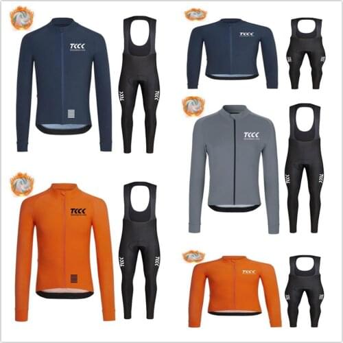 TKCK 2021 Pro sports team cycling jersey wool bicycle sweatshirt long sleeve bicycle clothing winter warm tights bike jersey set