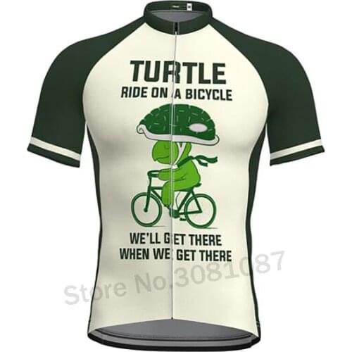 TURTLE RIDE ON A BICYCLE Cycling Jersey Short Sleeve Bikes Clothing Breathable Mtb Jersey Maillot Ciclismo Hombre