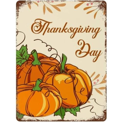 Vintage Retro Metal Tin Sign Wall Decor Art Thanksgiving Day Pumpkin Natural Foods Oil Painting Home Decor Plaque Poster Man