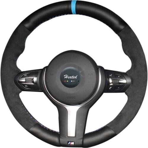 Suede Leather Stitched braid on the Steering Wheel Cover for BMW F87 M2 F80 M3 F82 M4 M5 F12 F13 M6 F85 X5 M F86 X6 M F33 F30 M