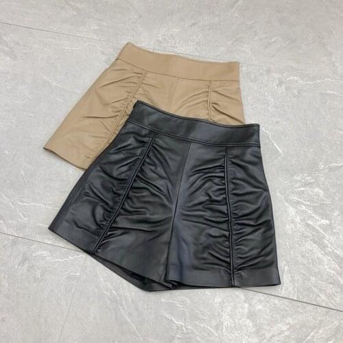 Women Shorts 100% Natural Sheepskin Genuine Leather Fashion Female Short sheepskin Design A Real Slim Hip H74