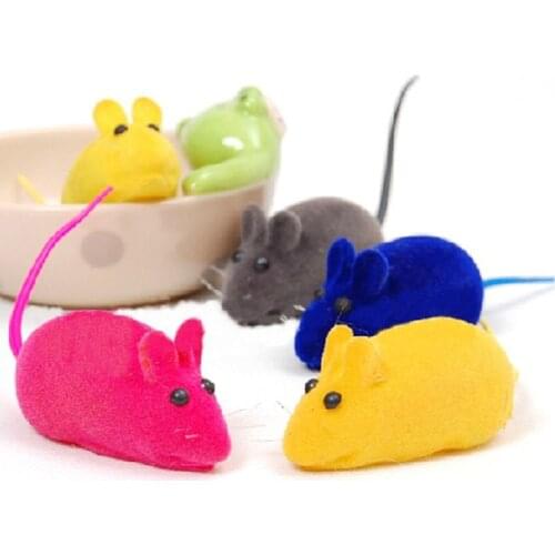 1PC Pet Cat Flocking Toy Mouse Shape Vocalize Toys Random Color Pet Product ,13.5x2.8cm