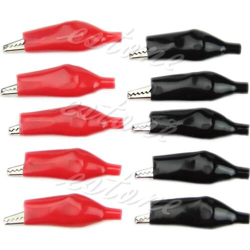 10x Crocodile Test Clip Alligator LeadsFor Electrical Jumper Wire Cable 45mm New 37MB