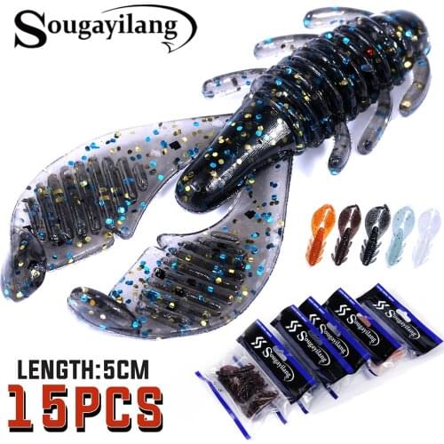 Sougayilang 15pcs Soft Fishing Lure Simulation Worm 5cm 1.4g Artificial Lifelike Lures Fishy Smell Carp Fishing Baits Tackle