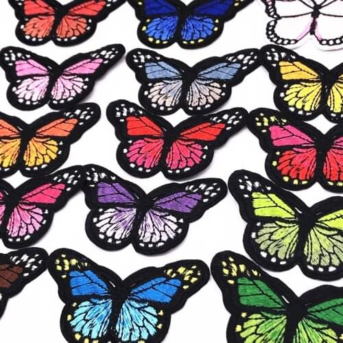 16pcs/lot Mix 16 Colors Iron on Patches Butterfly Stickers for Clothes DIY Appliques Clothes Patches Jeans Bags Coats Badge