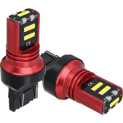 2Pcs New T20 7443 W21/5W Super Bright CSP LED Bulb Car Brake Lamp DRL Turn Signal Auto Backup Reverse Light Red White Yellow 12V