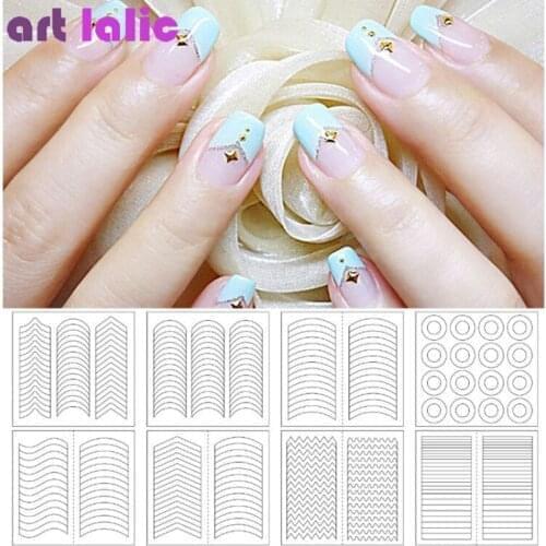 2Pcs Nail Stickers Stencil Tips French Swirls Guide Manicure DIY Nail Art Decals 3D Styling Nail Art Tools