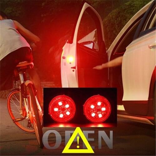 2Pcs LEDs Car Openning Door Warning Light Safety Anti-collision Induction Strobe Flash Lights Wireless Magnetic Signal Lamp