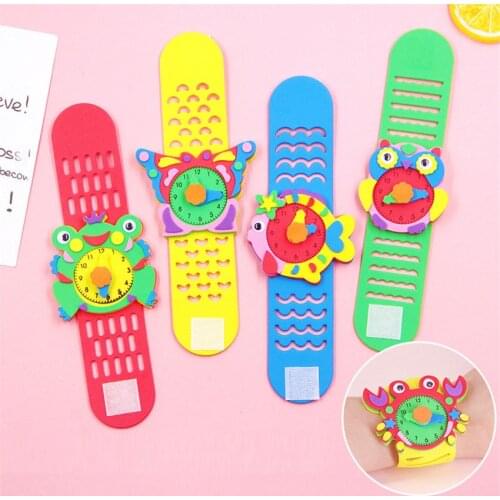 3Pcs/set Handmade EVA DIY Cartoon Watch Kindergarten Making Material Kit Pasting Toys for Chidlren Educational Art Craft Gifts