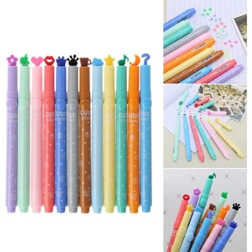 3Pcs School Supplies Creative Cute Colorful Kawaii Stamp Highlighter Marker Pen C5AE