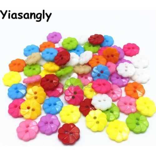 400pcs/lot Mixed Colors Round Plastic Flower Buttons Embellishment Fit Sewing Cardmaking Scrapbooking 13mm Button
