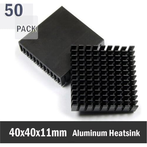 50Pcs Gdstime 40x40x11mm Black Aluminum Heat Sink Radiator With Thermal Pad Electronic Chip IC LED Heatsinks