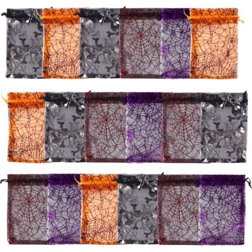 50Pcs Halloween Candy Organza Bags Gauze Gift Pouch Small Drawstring Bags