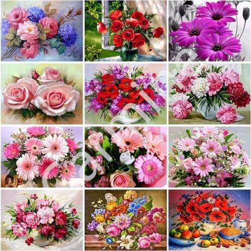 5D DIY The Flower Diamond Painting Beautiful Cross Stitch Wall Art Diamond Embroidery Full Round&Square Drill Home Decoration