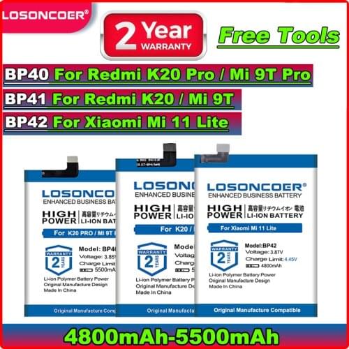 LOSONCOER 5000mAh BP40 For Xiaomi Redmi K20 Pro / Mi 9T Pro Smart Phone Battery
