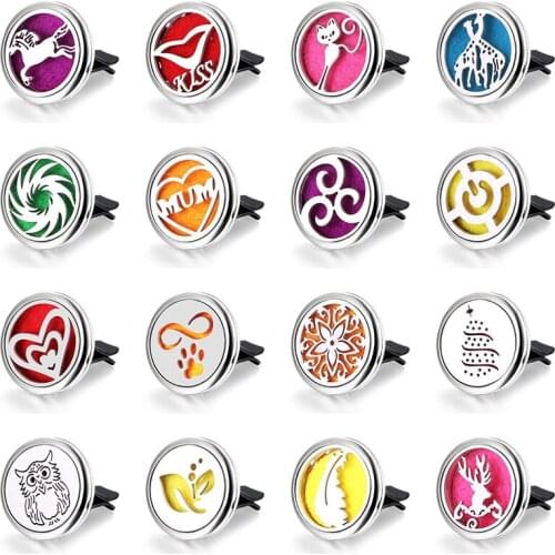 Aromatherapy Car Perfume Locket Clip Stainless Steel Magnetic Aroma Essential Oil Diffuser Refillable Air Freshener Vent Clip