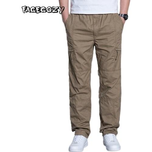 Facecozy Men Ourdoor Cargo Pants Cotton Breathable Thin Plus Pants Male Tactical Travel Casual Fishing Climbing Hunting Trousers