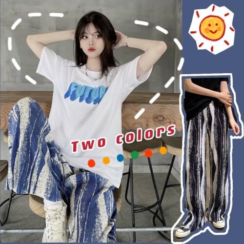 Summer 2021 Wide-Leg Pants, Large Size, High-Waist Drape Trousers, Womens Thin Straight-Leg Pants, Mopping Trousers
