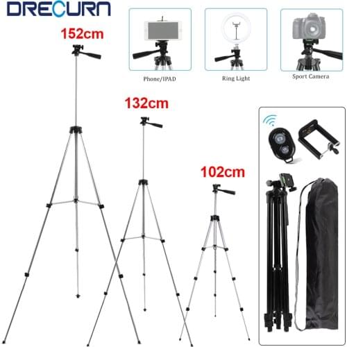DRECURN 152 132 102 cm Professional Digital DSLR Camera Tripod Universal Mobile Phone Tripod Stand Aluminum Travel Tripode Para
