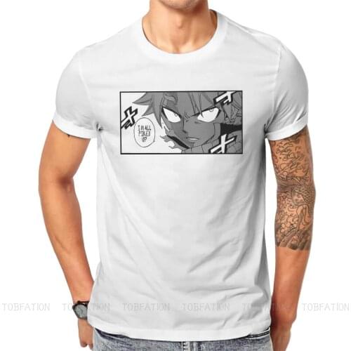 Fairy Tail Anime Dragneel Lucy Happy TShirt for Men Natsu Manga Panel Pure Cotton T Shirt Distinctive Gifts Streetwear 6XL