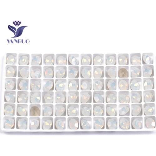 YANRUO 4128 Oval High Diamond White Opal Nails Art Stones For Rhinestones With Crystal Claws Setting Rhinestones