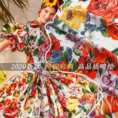 Italian brand cotton poplin fabric cloth 145 cm width printed shirt dress children printed clothing custom fabric alibaba expres