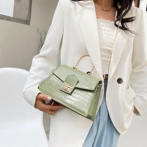 Exquisite Alligator Pattern Shopping Bag Retro Women Totes Shoulder Bags Female Leather Solid Color Chain Handbag for Women 2021