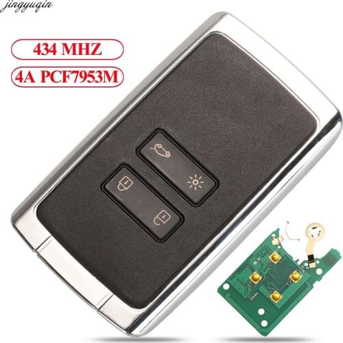 Jingyuqin Remote Smart Car Key 434mhz Hitag AES 4A pcf7953M For Renault Megane 4 Talisman Kadjar Espace 5 Keyless-Go 4BTN