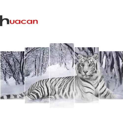Huacan 5D DIY Multi-picture Diamond Painting Tiger Full Square Diamond Mosaic Animal Cross Stitch Embroidery Rhinestones Gift
