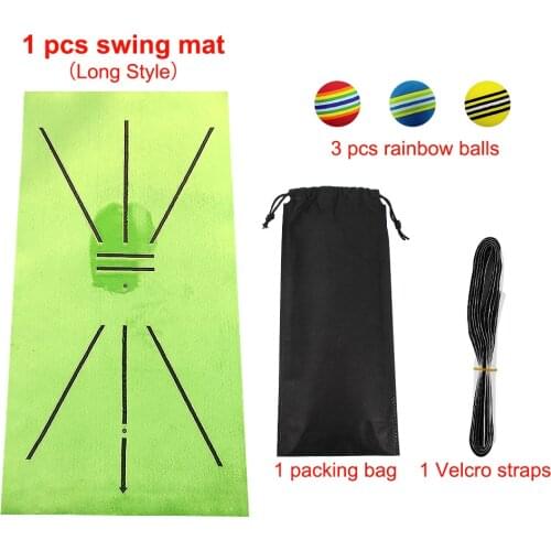 Golf Swing Mat Hitting Batting Direction Mark Trace Indoor Home 11.8“ x 23.6" Golf Swing Training Pad w 3 Pcs Practice Ball