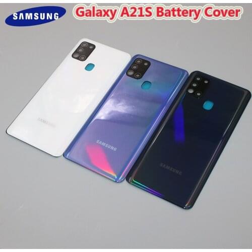 For Samsung Galaxy A21S A217 A217F Battery Cover Back Cover Rear Door Housing Panel + Camera Lens Shell +Adhesive Sticker & Logo
