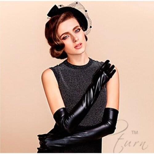 Lacquered leather rubber tight long gloves coating performance dance dance fun gloves Adult accessories