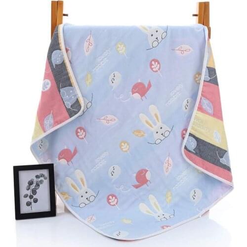 Newborn Summer 90X100cm Baby 100% Cotton Blankets 6 Layers Quilt Muslin Wrap Swaddle Stroller Baby Blankets Infant Bath Towel