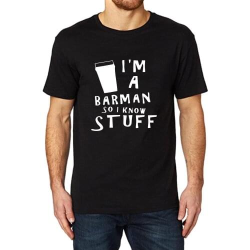 Lyprerazy Mens I'M A BAR MAN SO I KNOW STUFF Funny Printed T-Shirt