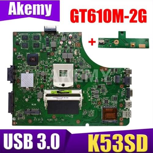 K53SD REV 5.1 Laptop motherboard for Asus K53SD K53S A53S X53S Mainboard GT610M 2G N13M-GE1-S-A1 HM65 Free Board