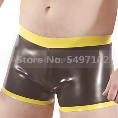 Metallic pink with black latex shorts panties for male boxer shorts