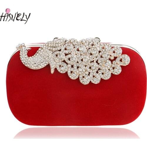 Fashion lady clutch bag personality diamond peacock dinner bag lady plush shoulder bag personality handbag wedding party wallet