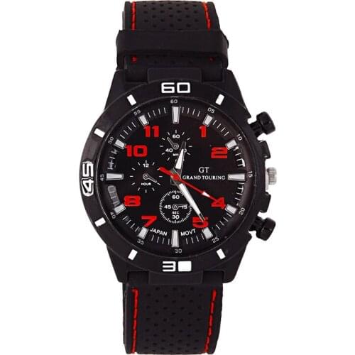 2020 New Fashion Sports Watch Car Line Strap Silicone Mens Watch Student