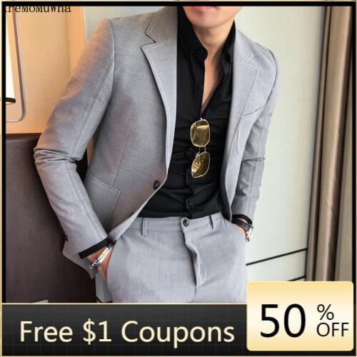 Autumn New Mens Slim Fashion Suit Mens Hair Stylist Korean Version of The Personality Line Trend Business Casual BlazersQX1293