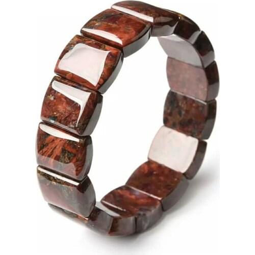 Genuine Red Natural Pietersite Bracelets Women Men Powerful Crystal Rectangle Bead Natural Stone Bangle Bracelet 18*6mm