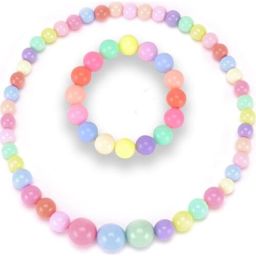 Sweet Cute Baby Little Girls Colorful Jewelry Sets Candy Necklace Bracelet Strand Beads Children Kids Girl Jewelry Set Duftgold